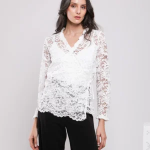 CHEMISE EN DENTELLE GUIPURE MANCHES LONGUES