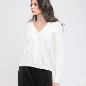 GILET EN MAILLE TRESSÉE À BOUTONS