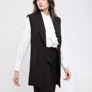 VESTE BLAZER SANS MANCHES EN DOUBLE CRÊPE
