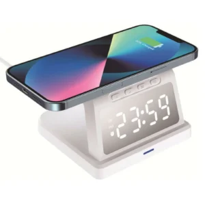 Réveil avec chargeur sans fil couleur blanc