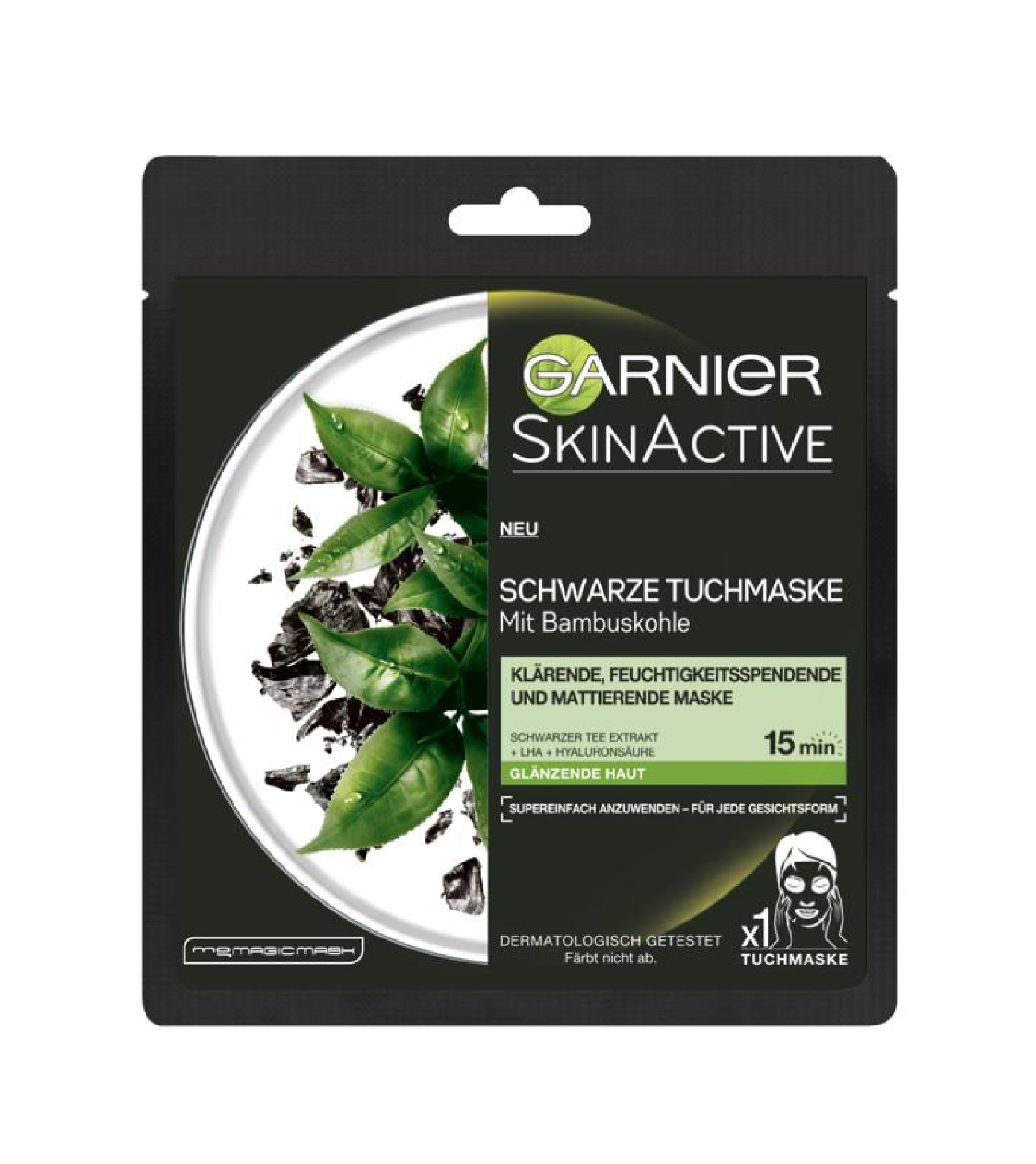 Garnier Masque en tissu noir skinactive au charbon de bambou 1 Garnier Masque en tissu noir skinactive au charbon de bambou