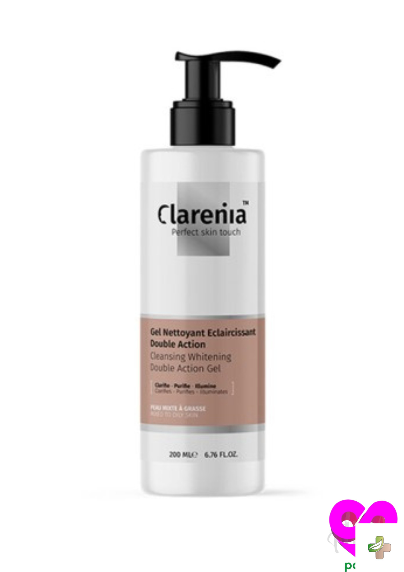 CLARENIA GEL NETTOYANT ECLAIRCISSANT DOUBLE ACTION PMG – 200 ml 1 CLARENIA GEL NETTOYANT ECLAIRCISSANT DOUBLE ACTION PMG – 200 ml