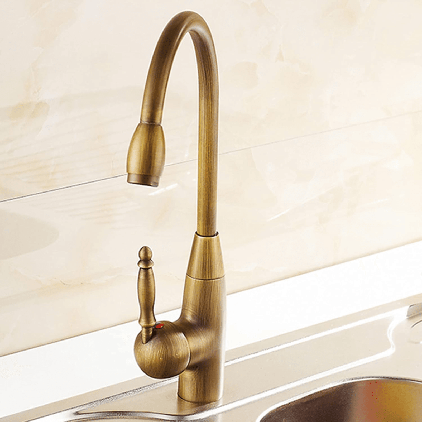 Mélangeur Evier Style Rustique en Laiton Bronze 1 Mélangeur Evier Style Rustique en Laiton Bronze