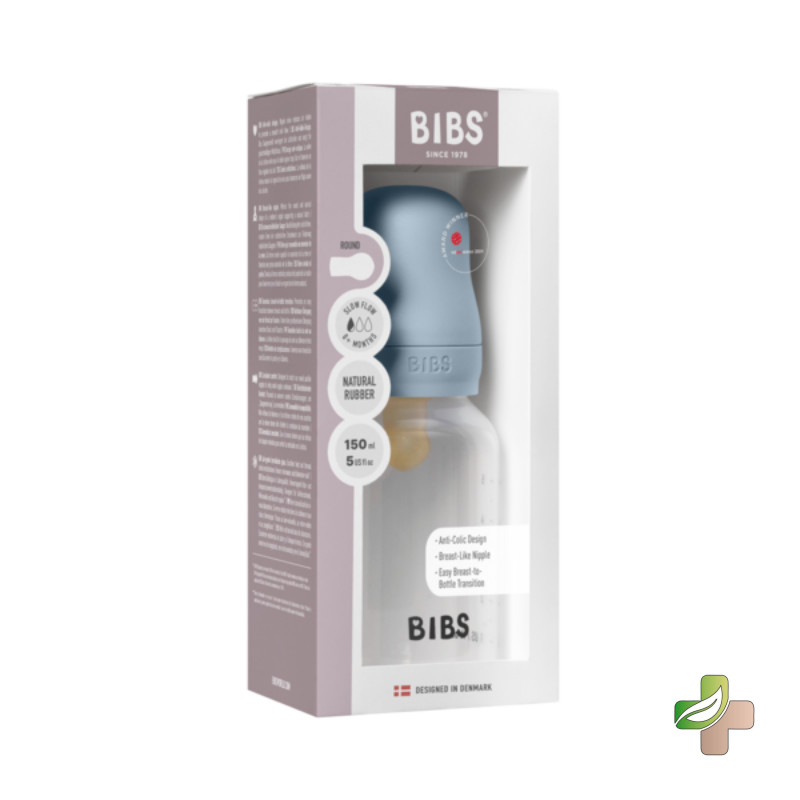 BIBS BIBERON BOTTLE LATEX SLOW FLOW BABY BLUE 0M+ 150ML 1 BIBS BIBERON BOTTLE LATEX SLOW FLOW BABY BLUE 0M+ 150ML