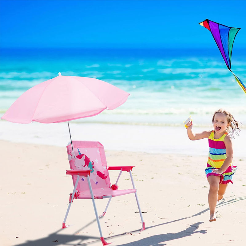 Chaise De Plage Pliable avec Parasol Pour Enfant – Rose 1 Chaise De Plage Pliable avec Parasol Pour Enfant – Rose