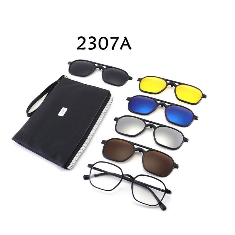 Lunettes 5 en 1 à Clip Magnétique Polarisées pour Différentes Utilisations 1 Lunettes 5 en 1 à Clip Magnétique Polarisées pour Différentes Utilisations