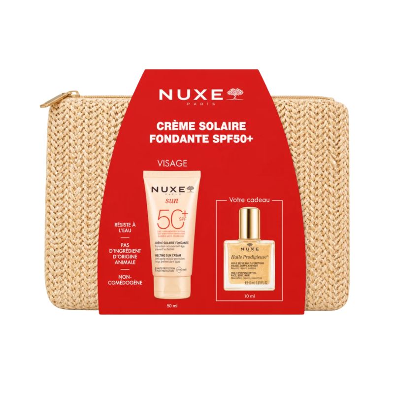 NUXE Crème Solaire Fondante SPF50+ & Huile Prodigieuse 10 ml Offerte avec Trousse Offerte 1 NUXE Crème Solaire Fondante SPF50+ & Huile Prodigieuse 10 ml Offerte avec Trousse Offerte