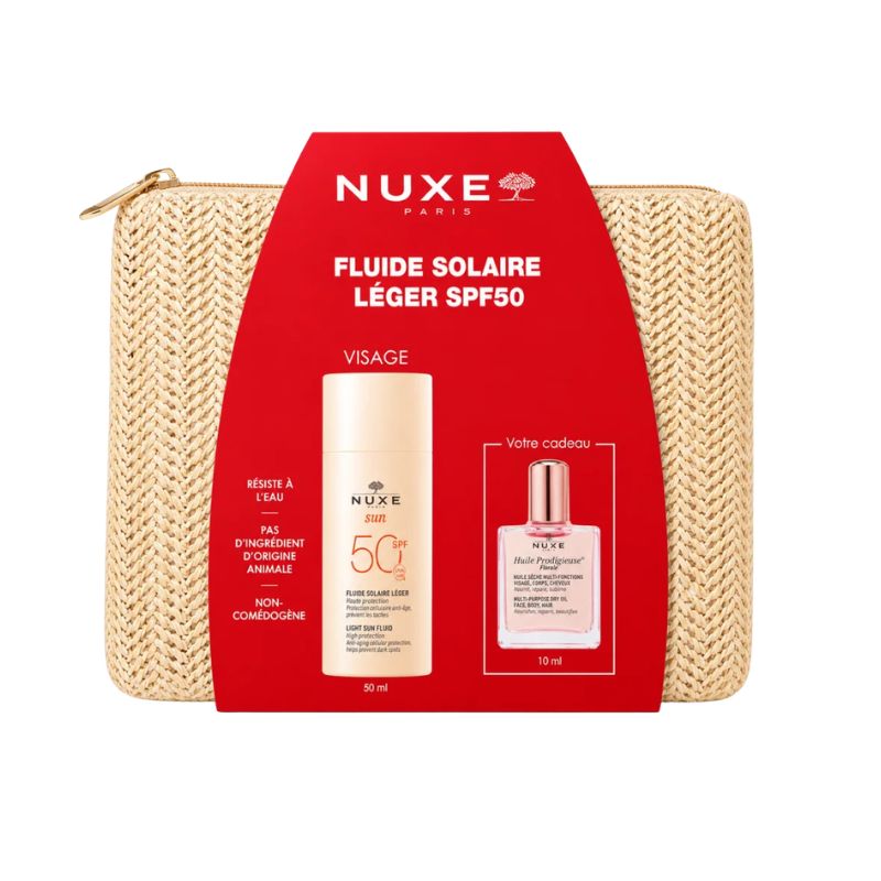 NUXE Fluide Solaire Léger SPF50+ 50 ml & Huile Prodigieuse Florale 10 ml Offerte avec Trousse Offerte 1 NUXE Fluide Solaire Léger SPF50+ 50 ml & Huile Prodigieuse Florale 10 ml Offerte avec Trousse Offerte