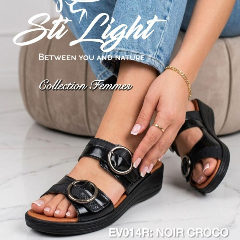 STI LIGHT,Sabot Orthopédique Noir Croco, EV014R 1 STI LIGHT,Sabot Orthopédique Noir Croco, EV014R