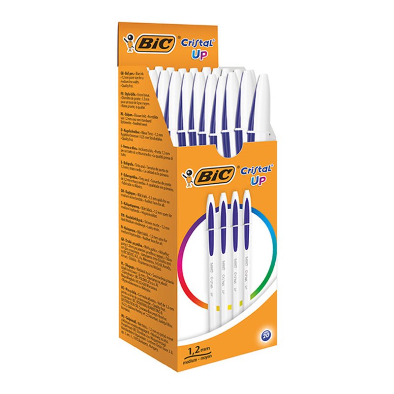 Boite de 20 Stylos à Bille BIC Cristal Up - Bleu 1 Boite de 20 Stylos à Bille BIC Cristal Up - Bleu