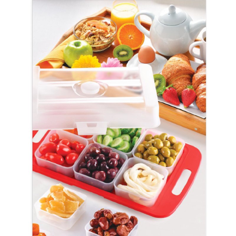 Boîte à Condiments MAX PLAST avec Couvercle et 6 Bols - Gris 3 grey