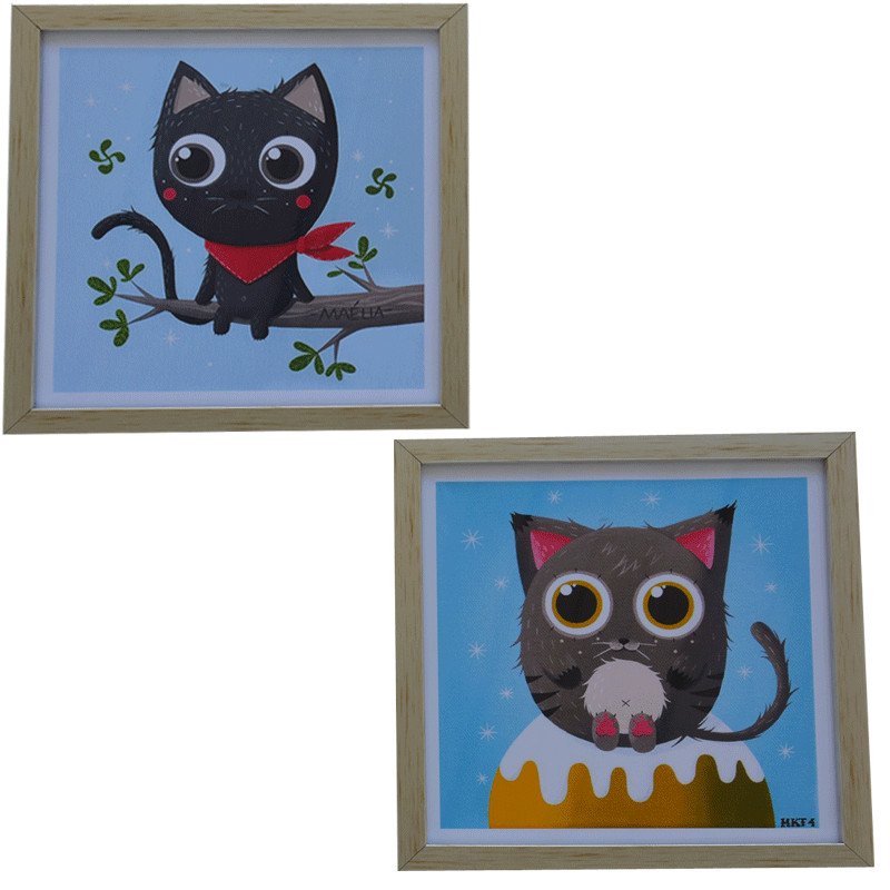Pack de 2 Tableaux De Décoration Chats 23 x 23 cm - Argent 1 argent direct