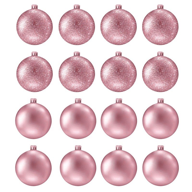 16 Boules de Décoration Pour Sapin - Rose (KM805) 1 boules de decoration pour sapin rose km