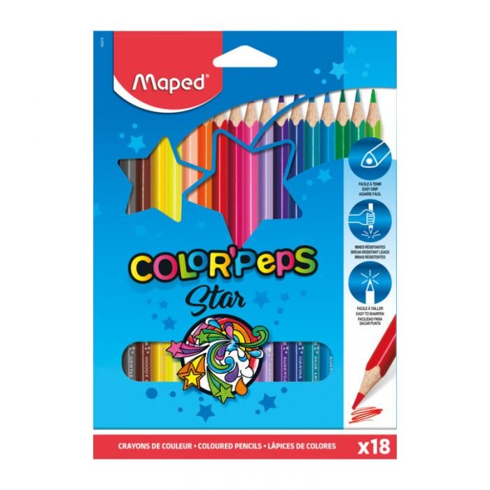 Pack de 18 Crayons couleurs MAPED 18/18 1 Pack de 18 Crayons couleurs MAPED 18/18