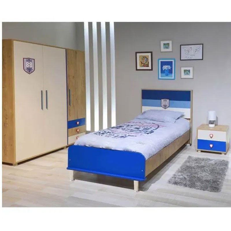 Chambre Enfant CAMPUS 120x190cm 3 Portes - Ostippo Chêne / Bleu 1 Chambre Enfant CAMPUS 120x190cm 3 Portes - Ostippo Chêne / Bleu