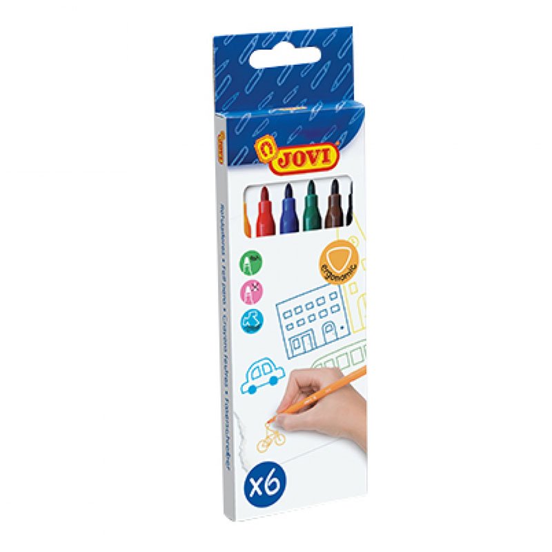 Étui 6 Feutres JOVI Super Lavable - Assortis 1 Étui 6 Feutres JOVI Super Lavable - Assortis