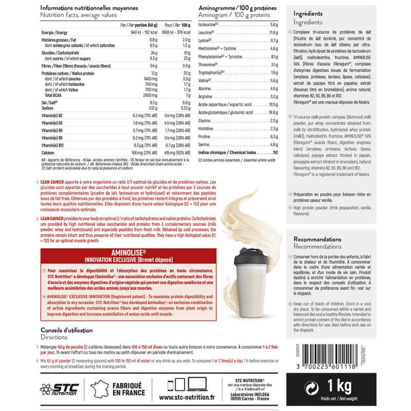 Lean Gainer STC NUTRITION Avec Goût Vanille - 1kg 2 Lean Gainer STC NUTRITION Avec Goût Vanille - 1kg – Image 2
