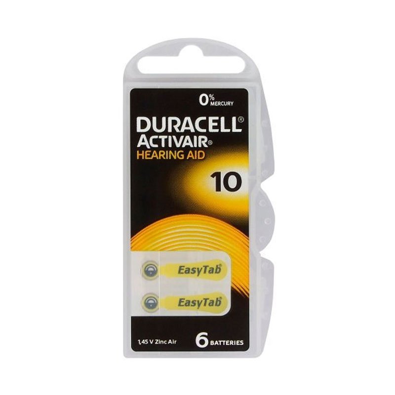 6x Piles DURACELL Hearing Aid ZA 10 1 6x Piles DURACELL Hearing Aid ZA 10