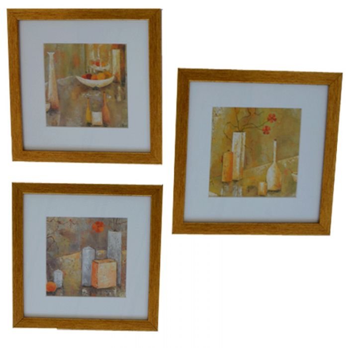 Pack de 3 Tableaux De Décoration Pour Cuisine 24 x 24 cm 2 or