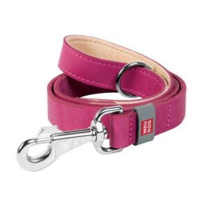 Laisse Cuir Classic 14mm Pour Chien - Rose