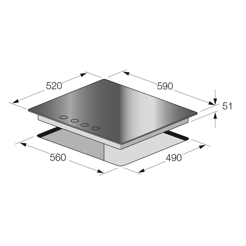 Plaque de Cuisson Encastrable FOCUS F405B 4 Feux 60 cm - Noir 3 zya