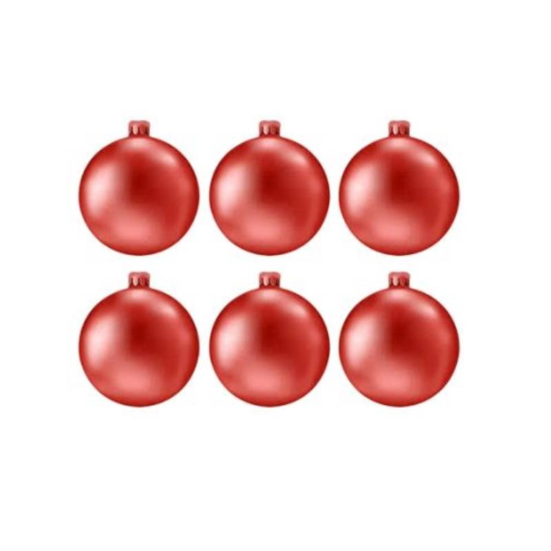 6 Boules de Décoration Pour Sapin 8 cm - Rouge 1 boules de decoration pour sapin rouge
