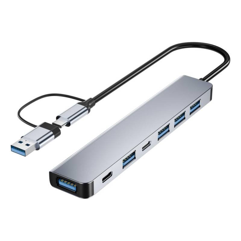 Adaptateur 7 en 1 USB Type C - Gris 1 adaptateur en usb type c gris