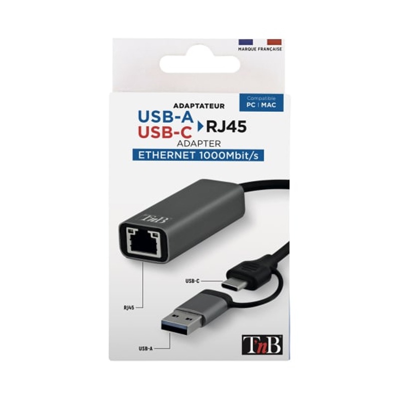 Adaptateur Réseau TNB TCRJ45C Type-C Vers RJ45 - Gris 3 adaptateur tnb type c vers rj tcrjc gris t