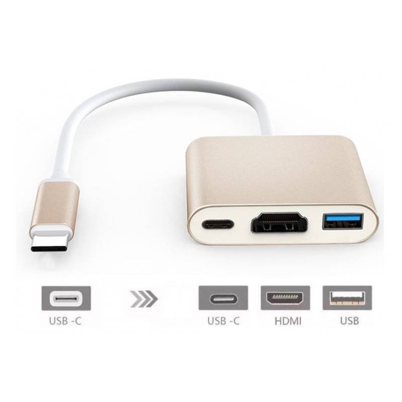 Adaptateur USB Type C vers HDMI, USB 3.0, USB-C - Gold 2 adaptateur usb type c vers hdmi usb usb c gold