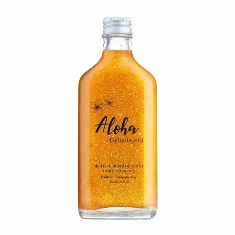 INODERMA ALOHA HUILE DE MONOI DE TAHITI PAILLETEE GOLD 100ML 1 aloha by inoderma huile de monoi de tahiti pailletee gold ml