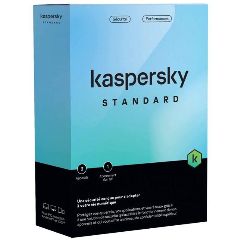Antivirus KASPERSKY Standard Protection 3 Postes / 1an (KL10418BCFS-FFPMAG) 1 antivirus kaspersky standard protection postes an klbcfs ffpmag