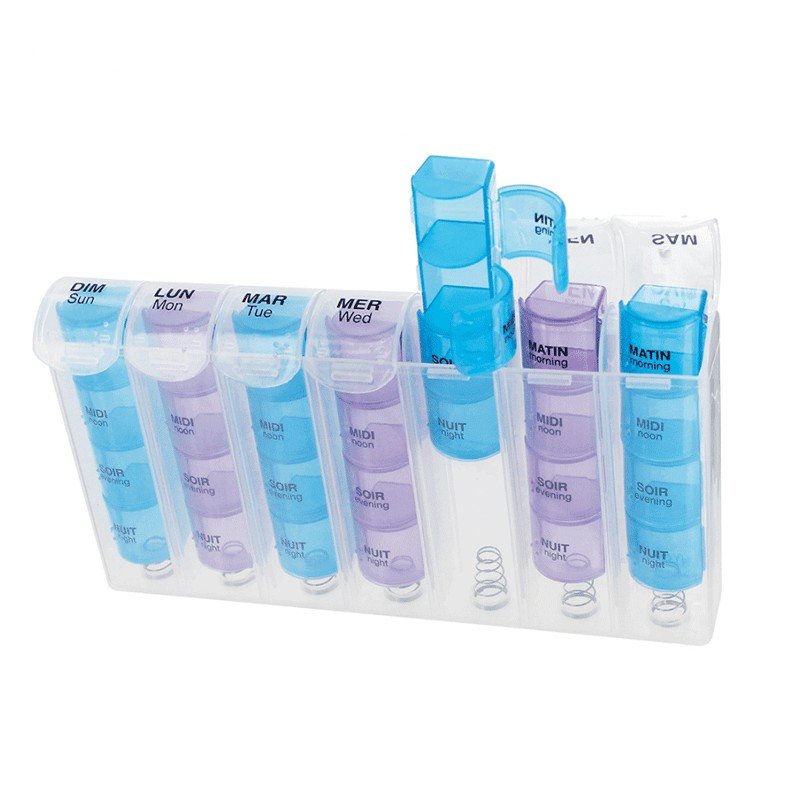 ANYCARE PILULIER HEBDOMADAIRE BLEU 4 CASES 7 JOURS 1 anycare pilulier hebdomadaire bleu cases jours
