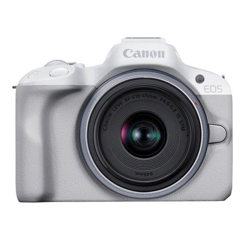 Appareil Photo Hybride CANON EOS R50 24,2 MP + Objectif RF-S 18-45 S - Blanc 1 appareil photo hybride canon eos r objectif rf s s blanc carte memoire