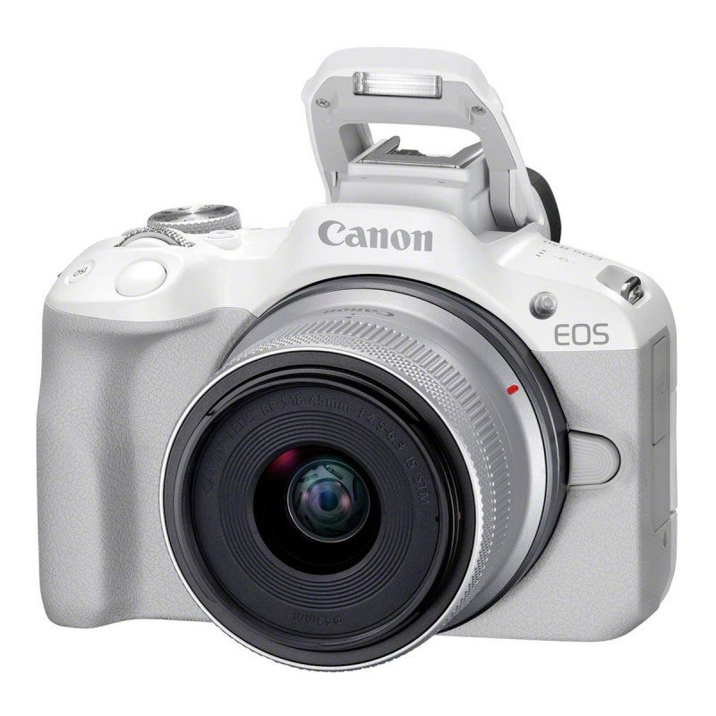 Appareil Photo Hybride CANON EOS R50 24,2 MP + Objectif RF-S 18-45 S - Blanc 3 appareil photo hybride canon eos r objectif rf s s blanc carte memoire