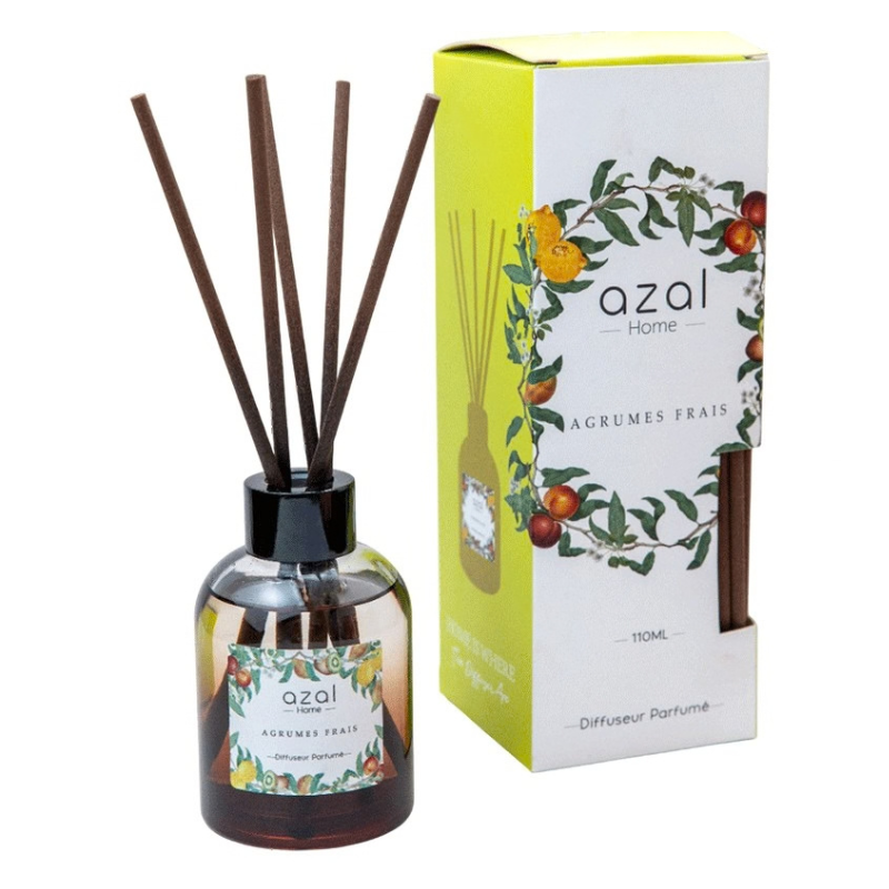 AZAL DIFFUSEUR A BATONNETS AGRUMES FRAIS 110ML 1 azal diffuseur a batonnets agrumes frais ml