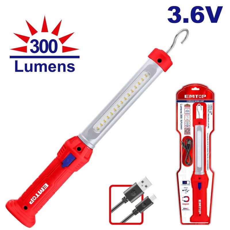 Baladeuse Sans Fil EMTOP ELFL30001 Led - 300 Lumens 1 baladeuse led sans fil emtop elfl lumens