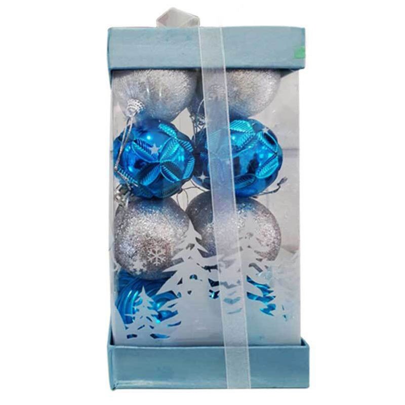 Boule de Décoration Pour Sapin Arbre de Noël - Blanc&Bleu (BDN14) 2 bdn