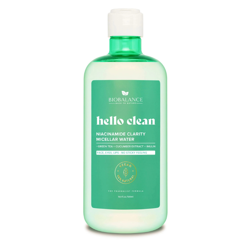 BIOBALANCE HELLO CLEAN NIACINAMIDE EAU MICELLAIRE CLARTE 500ML 1 biobalance hello clean niacinamide eau micellaire clarte ml