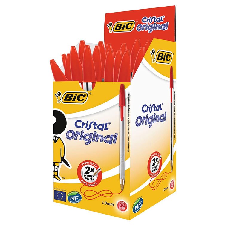 Pack de 20 Stylos à Bille BIC Cristal Original - Rouge 1 bison gt byellow