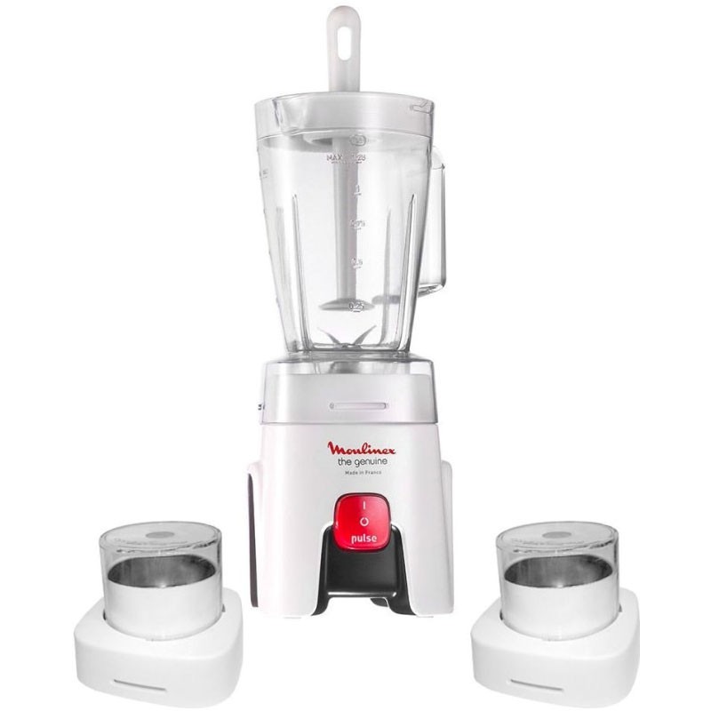 Blender MOULINEX 500W + 2 Moulins à Café - Blanc (LM242B25) 1 blender moulinex w moulins a cafe blanc lmb
