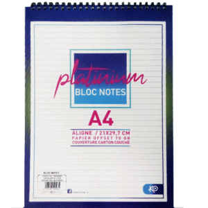 bloc note ko wiro platinum a x cm a ligne