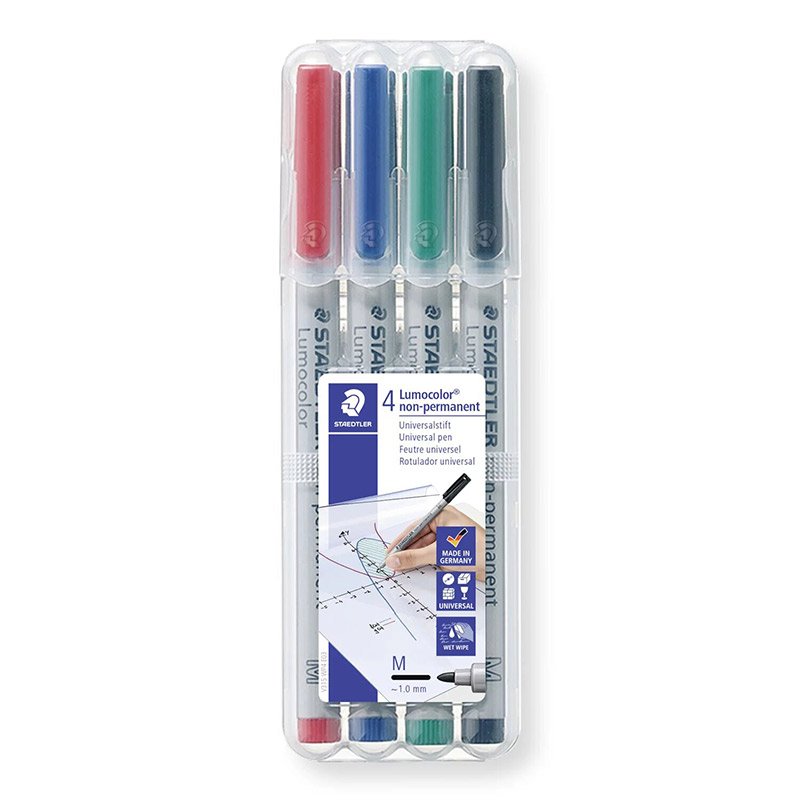 Boîte de 4 Stylos STAEDTLER Lumocolor non-permanent universal M 2 boite de stylos staedtler lumocolor non permanent universal f