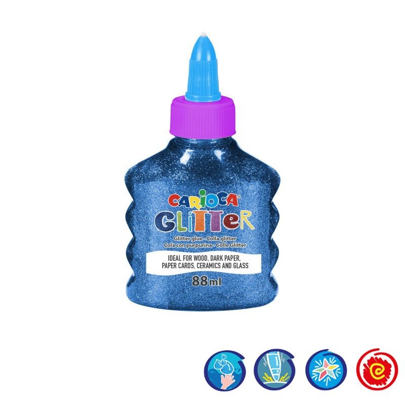 Bouteille colle Glitter CARIOCA 88ml Bleu 1 bouteille colle glitter carioca ml bleu