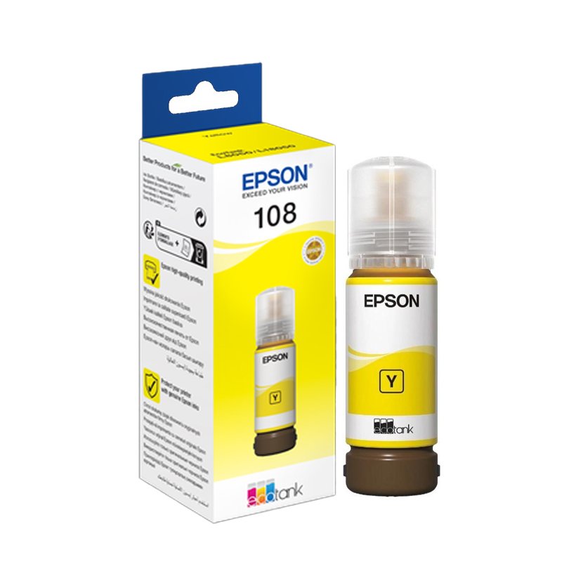 Bouteille D'encre Original EPSON ECOTANK 108 - Jaune(C13T09C44A) 1 bouteille d encre original epson ecotank jaune ctca