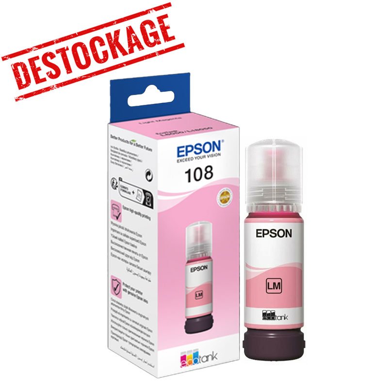 Bouteille D'encre Original EPSON ECOTANK 108 - Magenta Light(C13T09C64A) 1 bouteille d encre original epson ecotank magenta light ctca s