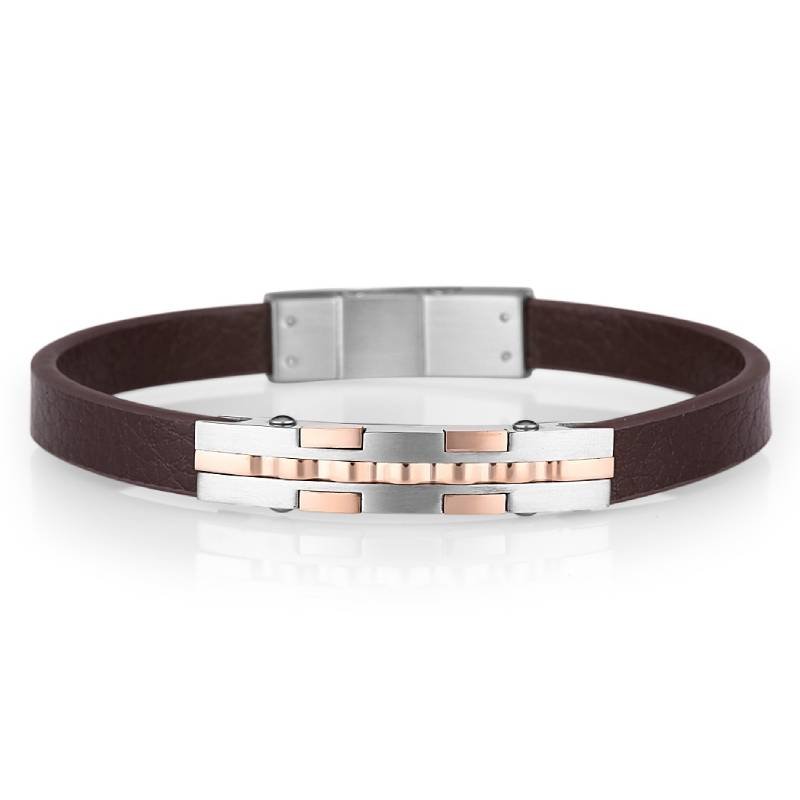 Bracelet Homme POLO SANTA BARBARA - Marron & Rose Gold 1 bracelet homme polo santa barbara marron rose gold sbj
