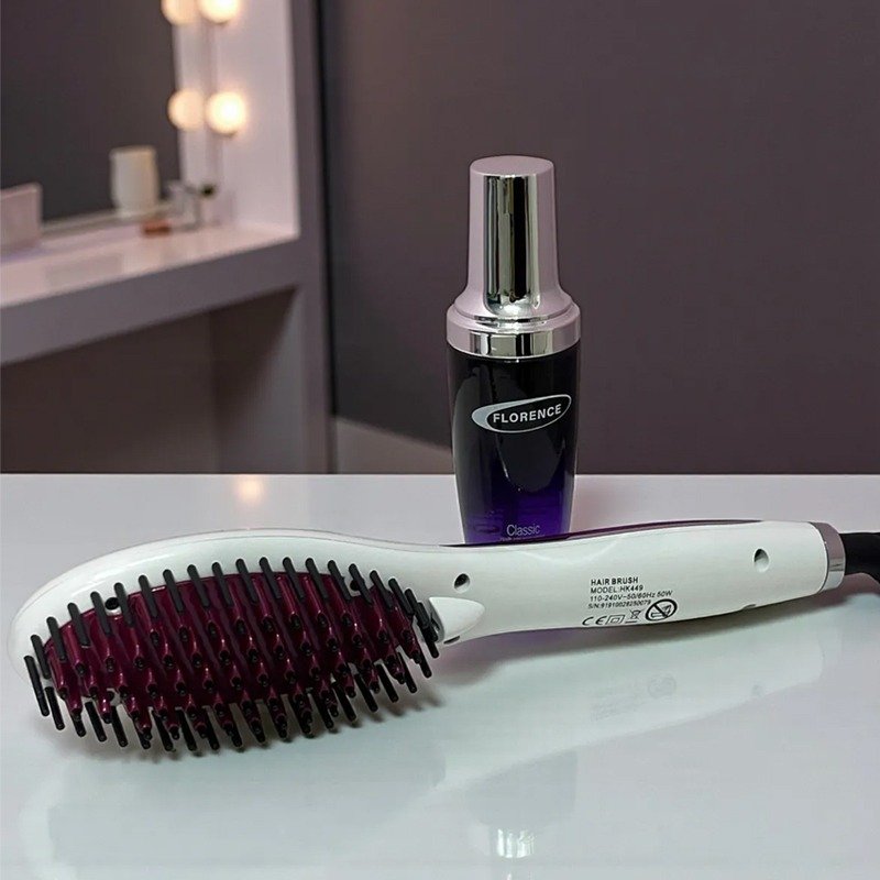 Brosse Séchoir FLORENCE HK449-1 Avec Sérum 50W - Rose 4 brosse sechoir florence hk avec serum w rose