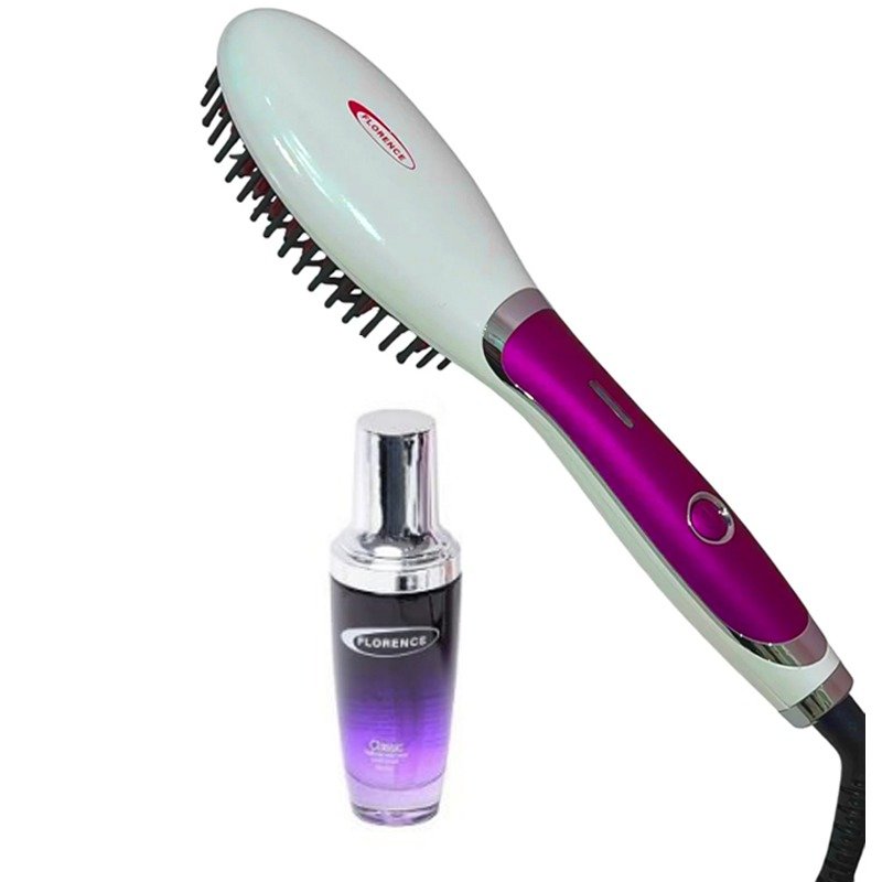 Brosse Séchoir FLORENCE HK449-1 Avec Sérum 50W - Rose 1 brosse sechoir florence hk avec serum w rose