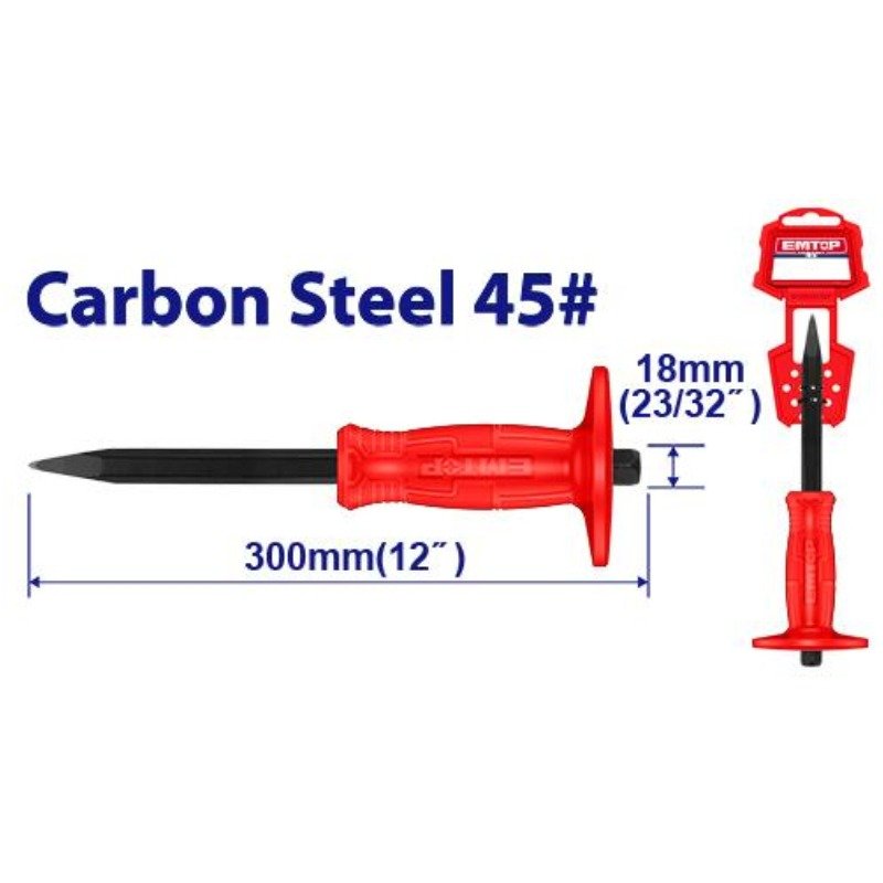 Burin de maçon Pointu EMTOP ECCL041801 300mm 2 burin de macon emtop point a protecn
