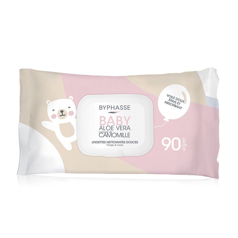 BYPHASSE BABY LINGETTES ALOE VERA EXTRAIT DE CAMOMILLE 90 UNITES 1 byphasse baby lingettes aloe vera extrait de camomille unites